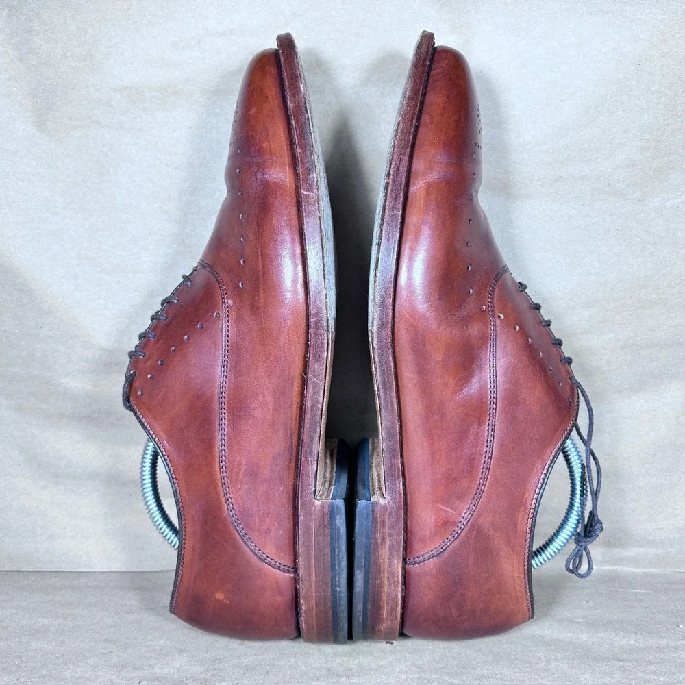 Allen Edmonds Waybridge Oxford Wingtip Men 9.5 Chestnut Brown Brogue Dress Shoes